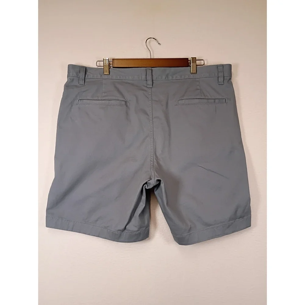 Preppy 14th & Union Mens 38 Blue Grey Slim Fit Stretch Cotton Chino Shorts